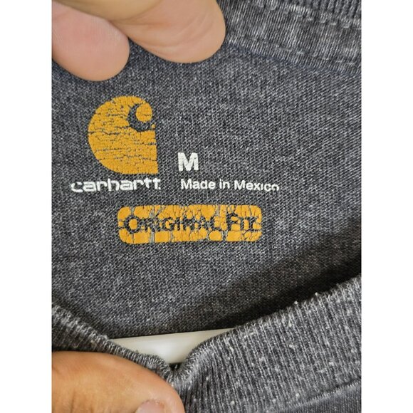 Carhartt Shirt Mens Medium Gray Long Sleeve Logo Workwear K231 Stains Damage - Picture 3 of 9
